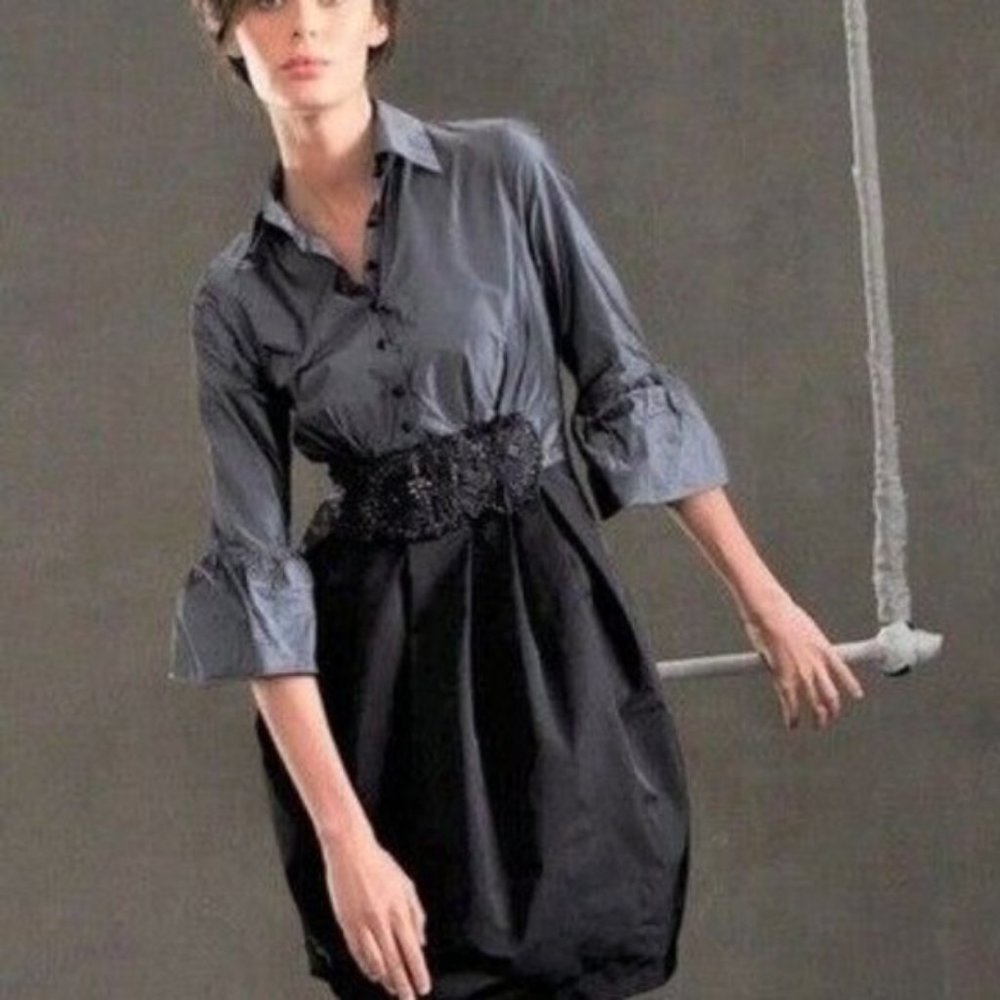 BCBG MAXAZRIA Cocktail Dress Size 4 Black Gray Taffeta